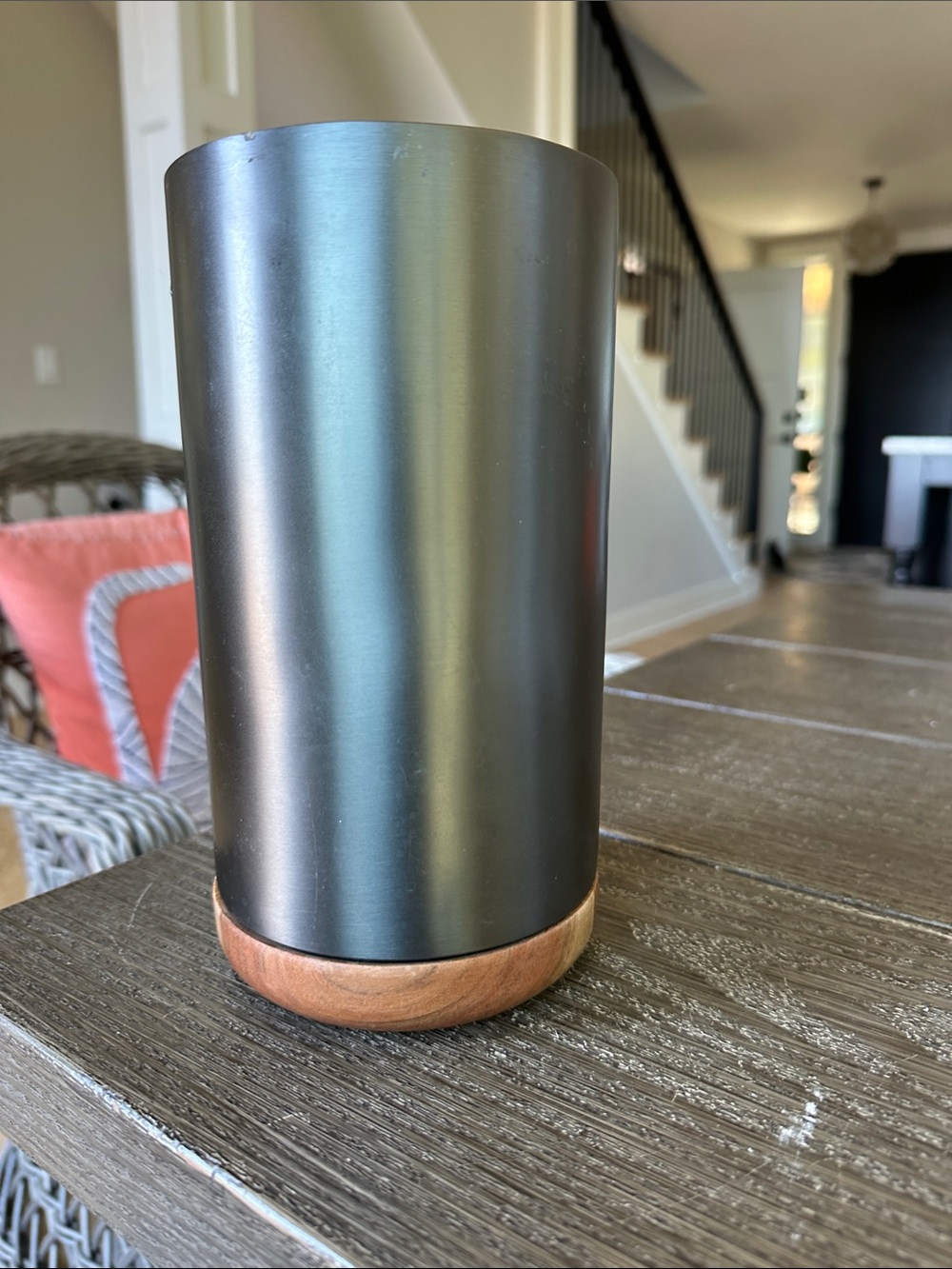 Crate&Barrel Fenton graphite, wood, stainless steel 9x5 retail 59